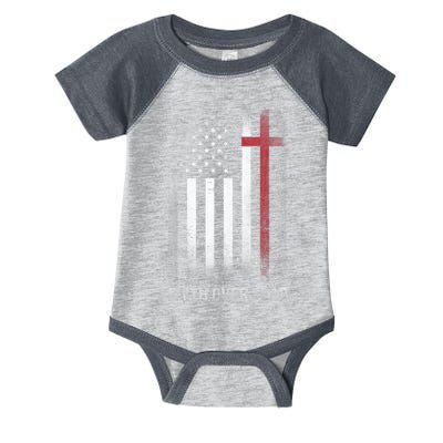 Christian US USA Flag American Christ Faith Over Fear Cross Infant Baby Jersey Bodysuit