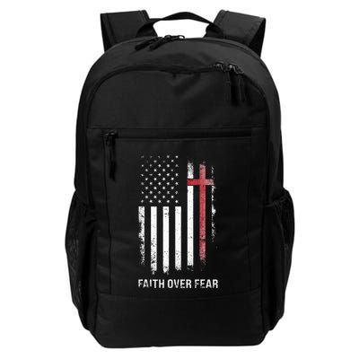 Christian Us Usa Flag American Christ Faith Over Fear Cross Daily Commute Backpack
