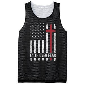 Christian Us Usa Flag American Christ Faith Over Fear Cross Mesh Reversible Basketball Jersey Tank