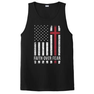 Christian Us Usa Flag American Christ Faith Over Fear Cross PosiCharge Competitor Tank