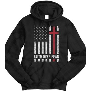 Christian Us Usa Flag American Christ Faith Over Fear Cross Tie Dye Hoodie