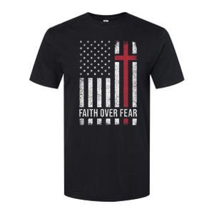 Christian Us Usa Flag American Christ Faith Over Fear Cross Softstyle CVC T-Shirt