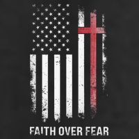 Christian Us Usa Flag American Christ Faith Over Fear Cross 7 Panel Mesh Trucker Snapback Hat