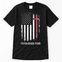 Christian Us Usa Flag American Christ Faith Over Fear Cross Tall T-Shirt