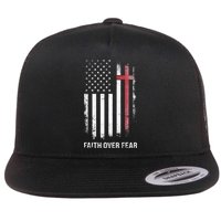 Christian Us Usa Flag American Christ Faith Over Fear Cross Flatbill Hat