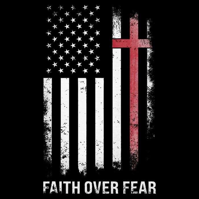 Christian Us Usa Flag American Christ Faith Over Fear Cross Flatbill Hat