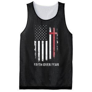 Christian Us Usa Flag American Christ Faith Over Fear Cross Mesh Reversible Basketball Jersey Tank