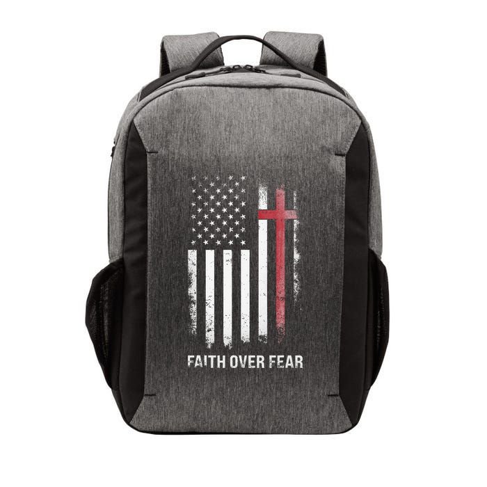 Christian Us Usa Flag American Christ Faith Over Fear Cross Vector Backpack