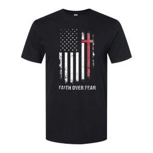 Christian Us Usa Flag American Christ Faith Over Fear Cross Softstyle CVC T-Shirt