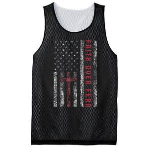 Christian Us Usa Flag American Christ Faith Over Fear Cross Mesh Reversible Basketball Jersey Tank