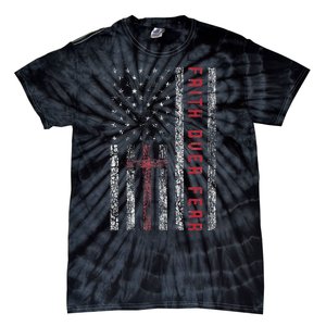 Christian Us Usa Flag American Christ Faith Over Fear Cross Tie-Dye T-Shirt