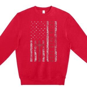 Christian Us Usa Flag American Christ Faith Over Fear Cross Premium Crewneck Sweatshirt