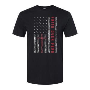 Christian Us Usa Flag American Christ Faith Over Fear Cross Softstyle CVC T-Shirt