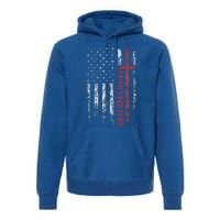 Christian US USA Flag American Christ Faith Over Fear Cross Premium Hoodie