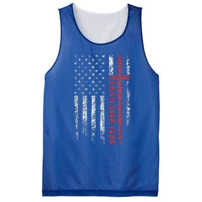 Christian US USA Flag American Christ Faith Over Fear Cross Mesh Reversible Basketball Jersey Tank