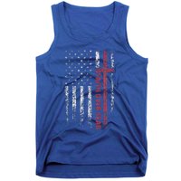 Christian US USA Flag American Christ Faith Over Fear Cross Tank Top