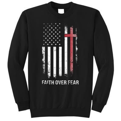 Christian Us Usa Flag American Christ Faith Over Fear Cross Sweatshirt