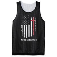 Christian Us Usa Flag American Christ Faith Over Fear Cross Mesh Reversible Basketball Jersey Tank