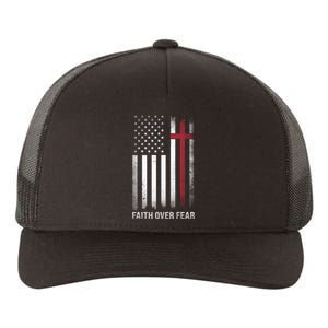 Christian Us Usa Flag American Christ Faith Over Fear Cross Yupoong Adult 5-Panel Trucker Hat