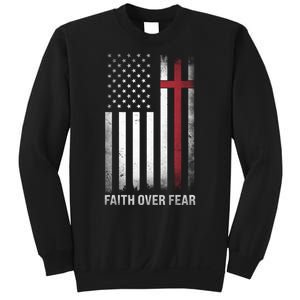 Christian Us Usa Flag American Christ Faith Over Fear Cross Sweatshirt