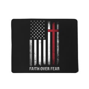 Christian Us Usa Flag American Christ Faith Over Fear Cross Mousepad