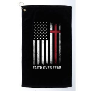 Christian Us Usa Flag American Christ Faith Over Fear Cross Platinum Collection Golf Towel