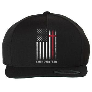 Christian Us Usa Flag American Christ Faith Over Fear Cross Wool Snapback Cap