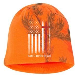 Christian Us Usa Flag American Christ Faith Over Fear Cross Kati - Camo Knit Beanie