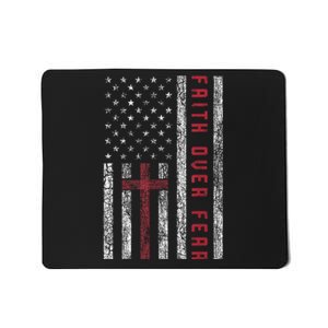 Christian Us Usa Flag American Christ Faith Over Fear Cross Mousepad