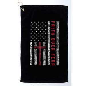 Christian Us Usa Flag American Christ Faith Over Fear Cross Platinum Collection Golf Towel