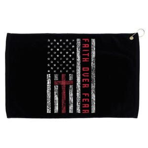 Christian Us Usa Flag American Christ Faith Over Fear Cross Grommeted Golf Towel