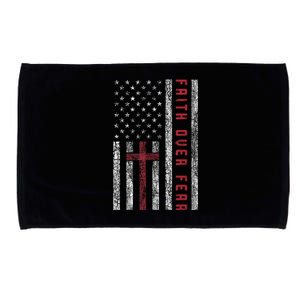 Christian Us Usa Flag American Christ Faith Over Fear Cross Microfiber Hand Towel