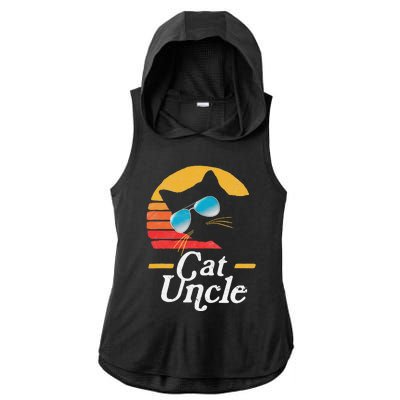 Cat Uncle Vintage 80s Style Cat Retro Sunglasses Distressed Ladies PosiCharge Tri-Blend Wicking Draft Hoodie Tank