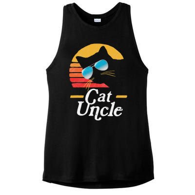 Cat Uncle Vintage 80s Style Cat Retro Sunglasses Distressed Ladies PosiCharge Tri-Blend Wicking Tank