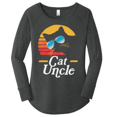 Cat Uncle Vintage 80s Style Cat Retro Sunglasses Distressed Women's Perfect Tri Tunic Long Sleeve Shirt