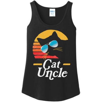 Cat Uncle Vintage 80s Style Cat Retro Sunglasses Distressed Ladies Essential Tank