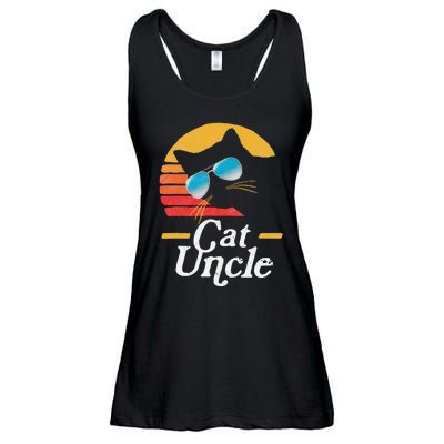 Cat Uncle Vintage 80s Style Cat Retro Sunglasses Distressed Ladies Essential Flowy Tank