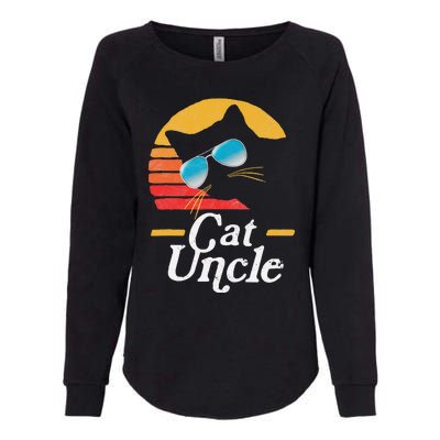 Cat Uncle Vintage 80s Style Cat Retro Sunglasses Distressed Womens California Wash Sweatshirt