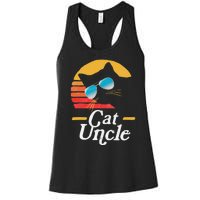 Cat Uncle Vintage 80s Style Cat Retro Sunglasses Distressed Women's Racerback Tank