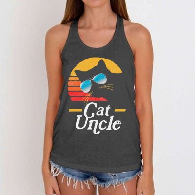 Cat Uncle Vintage 80s Style Cat Retro Sunglasses Distressed Women's Knotted Racerback Tank