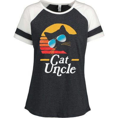 Cat Uncle Vintage 80s Style Cat Retro Sunglasses Distressed Enza Ladies Jersey Colorblock Tee