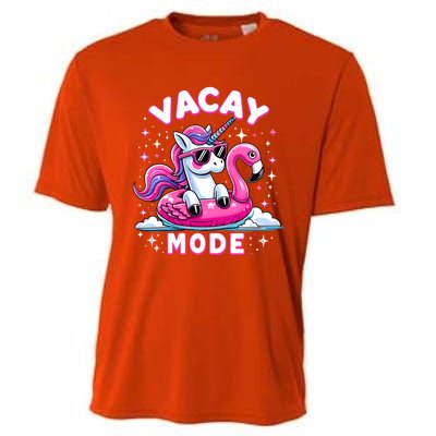 Cute Unicorn Vacay Mode Funny Family Vacation Flamingo Gift Cooling Performance Crew T-Shirt