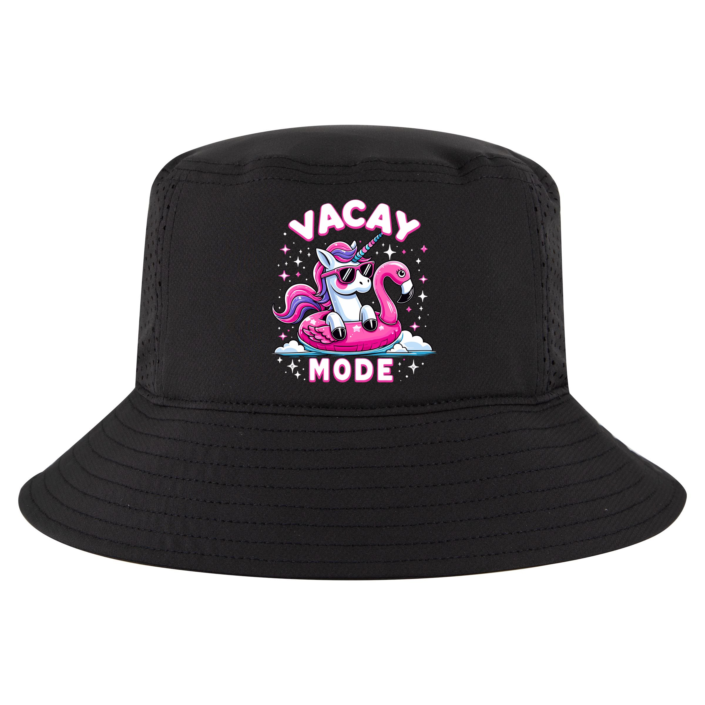Cute Unicorn Vacay Mode Funny Family Vacation Flamingo Gift Cool Comfort Performance Bucket Hat