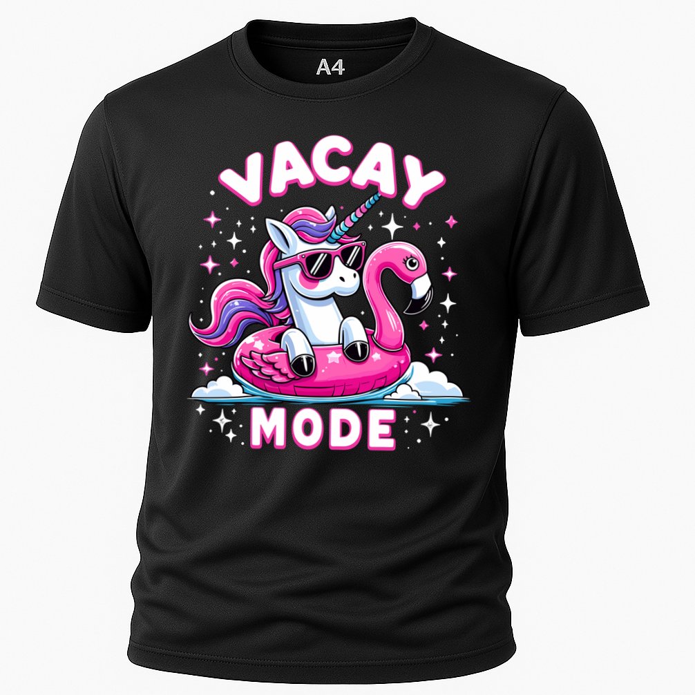 Cute Unicorn Vacay Mode Funny Family Vacation Flamingo Gift Cooling Performance Crew T-Shirt
