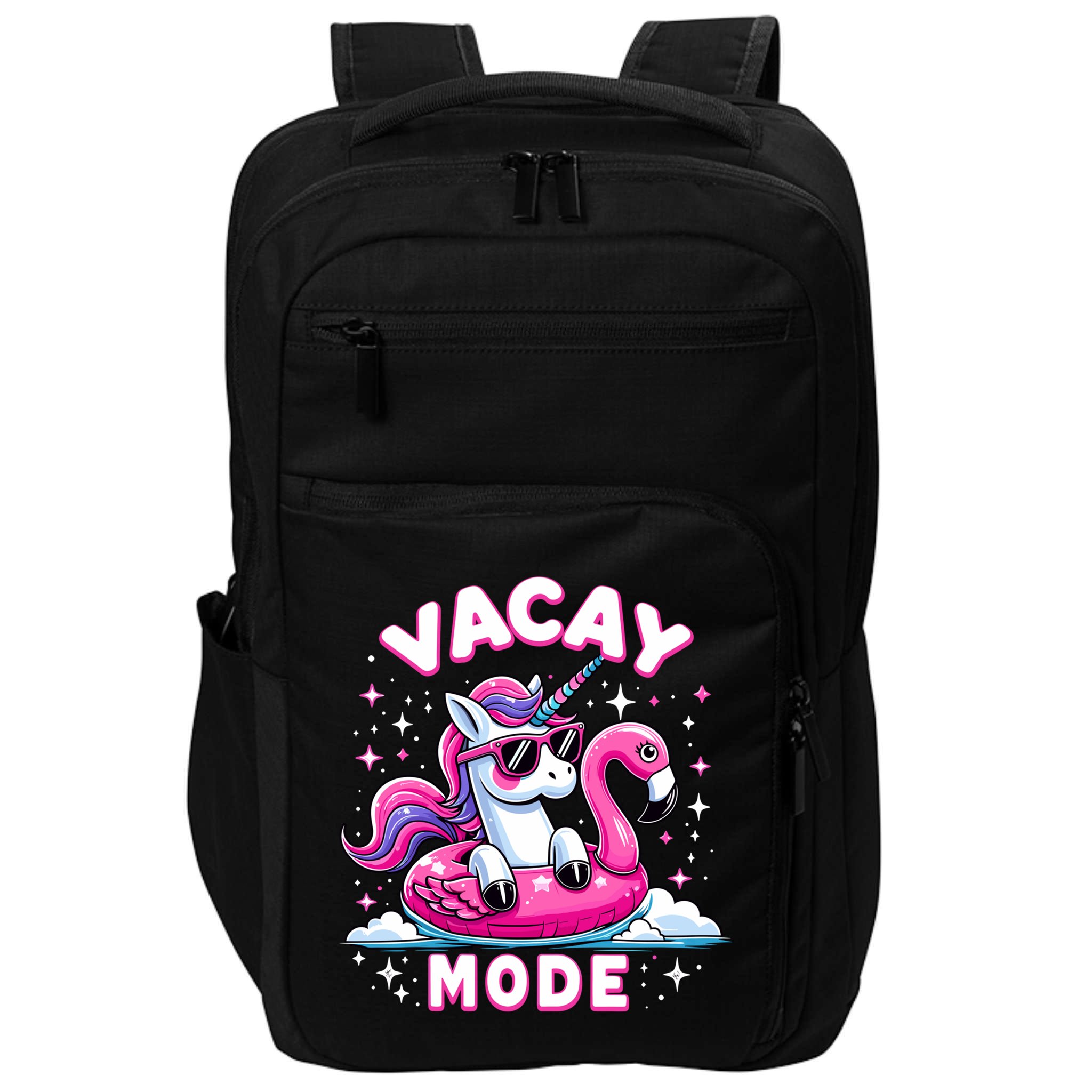 Cute Unicorn Vacay Mode Funny Family Vacation Flamingo Gift Impact Tech Backpack