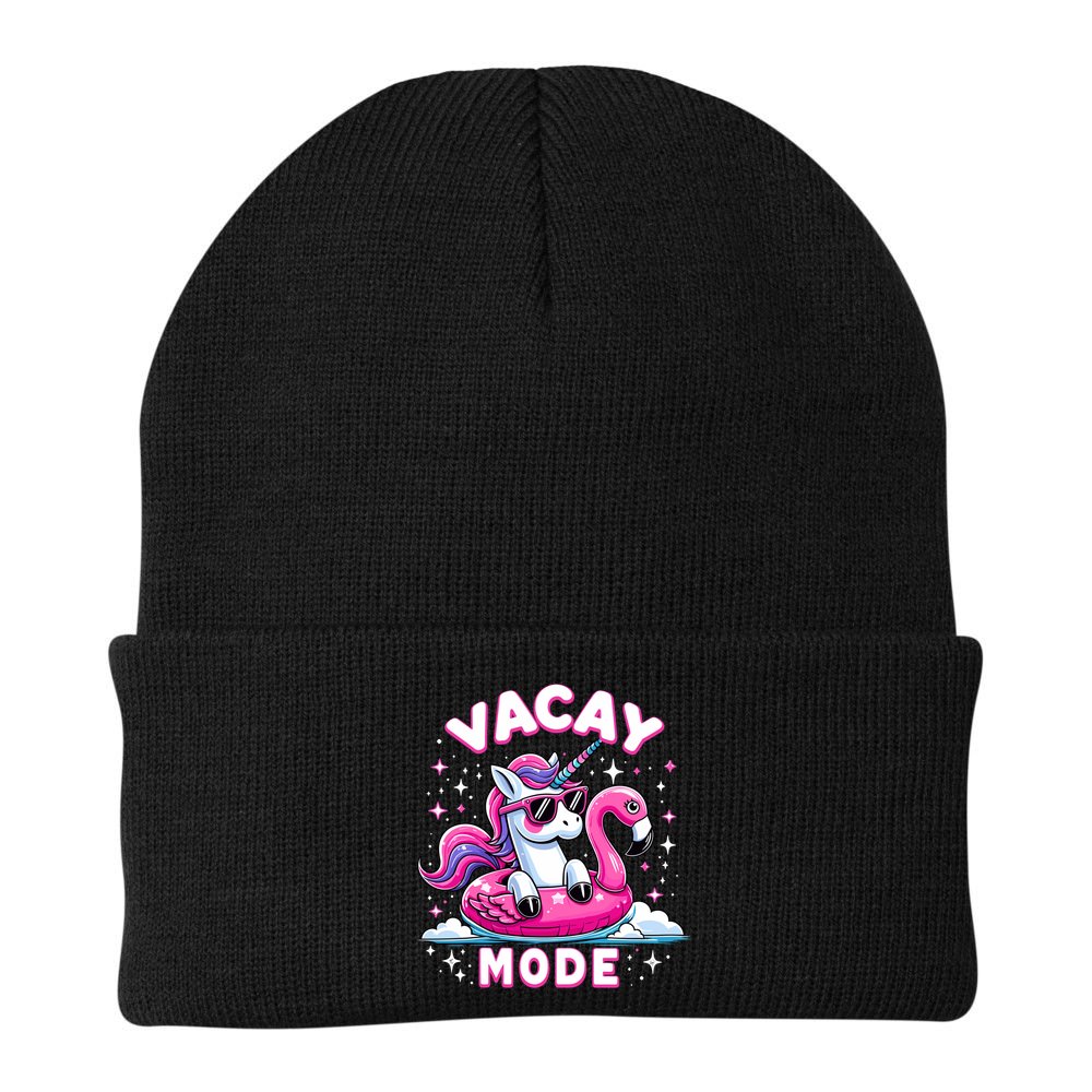 Cute Unicorn Vacay Mode Funny Family Vacation Flamingo Gift Beanie