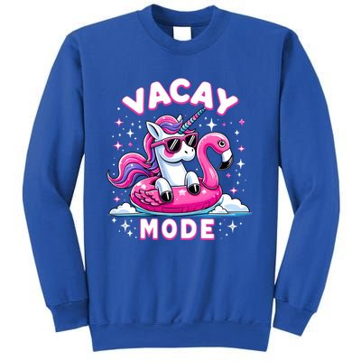 Cute Unicorn Vacay Mode Funny Family Vacation Flamingo Gift Sweatshirt