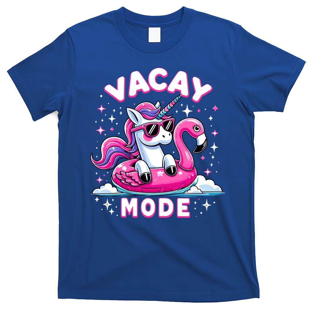 Cute Unicorn Vacay Mode Funny Family Vacation Flamingo Gift T-Shirt