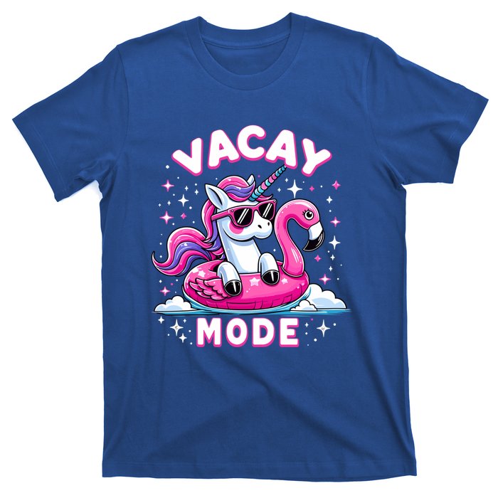 Cute Unicorn Vacay Mode Funny Family Vacation Flamingo Gift T-Shirt