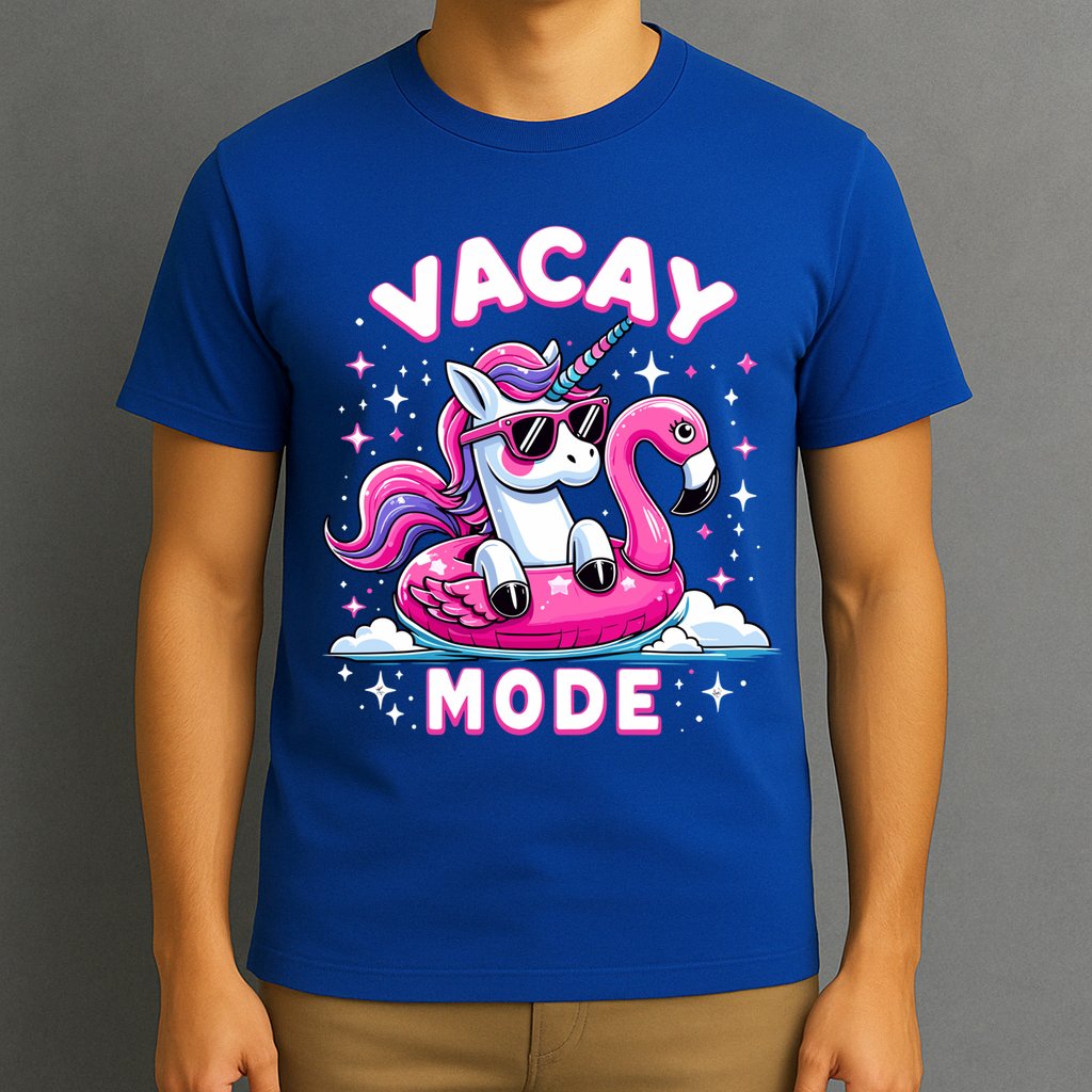 Cute Unicorn Vacay Mode Funny Family Vacation Flamingo Gift T-Shirt